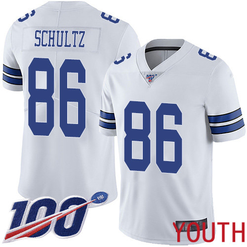 Youth Dallas Cowboys Limited White Dalton Schultz Road #86 100th Season Vapor Untouchable NFL Jersey->women nfl jersey->Women Jersey